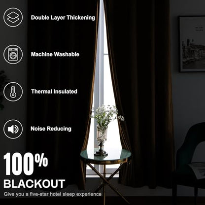 100% Full Blackout Velvet Curtains with Liner 52x96 Golden Yellow - color: Golden Yellow, size: 52"W x 96"L (Pack of 2)