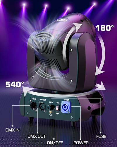 HOLDLAMP 120W LED Moving Head Light, Moving Head DJ Lights with Rotating Gobos (18-Facet Prism) and 8 Colors with DMX and Sound Activated Modes for Wedding Parties Church Band Show Bar (Set of 2) - size: 2PACK