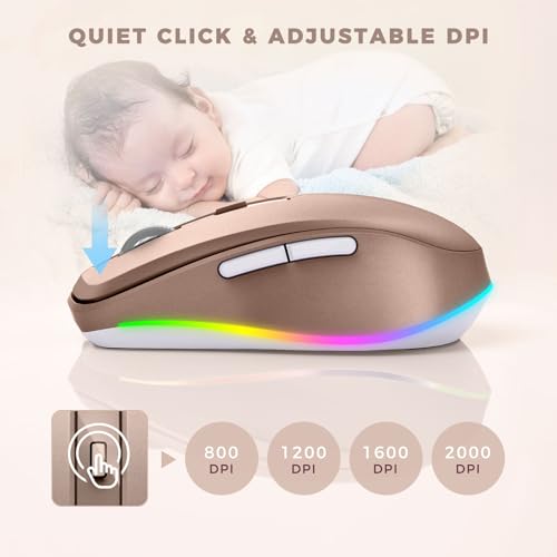 PEIOUS Wireless Mouse Jiggler, LED Mouse with Built-in Mouse Mover, Gold - color: Gold