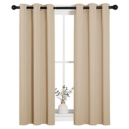 NICETOWN Biscotti Beige Blackout Curtains for Living Room 29" x 45" 2 PCs - color: Biscotti Beige, size: 29"W x 45"L (Pack of 2)