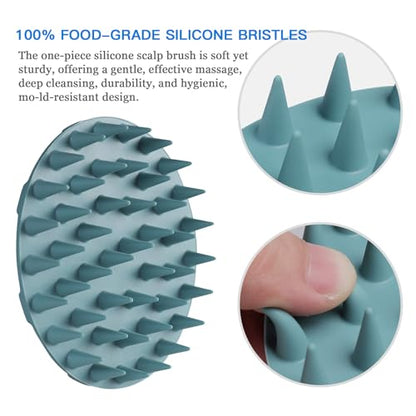 One-piece Silicone Scalp Massager Shampoo Brush Hair Wash, Dark Green | INNERNEED Soft Bristles Scrub Head Scratcher, Head Massage Stress Relax, Wet & Dry Use for Thick Thin Curly Hair Care - color: Dark Green