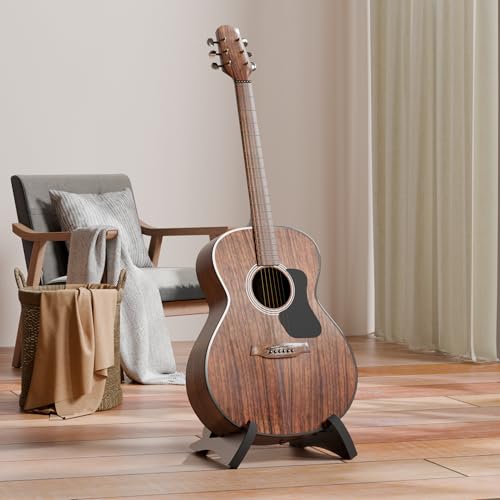 DIDA Lightweight Foldable A- Frame Plastic Guitar Stand for Acoustic, Electric Guitars, Ukulele, Guitar Stand Floor, Portable Travel Stand, Single Guitar Holder (Black Walnut) - color: Black Walnut
