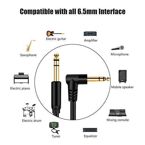 1/4 Inch TRS Instrument Cable 33Ft, 6.35mm TRS to 6.35mm TRS Stereo Audio Cable Male to Male Right-Angle-to-Straight for Electric Guitar, Bass, Keyboard,Mixer,Amplifier,Speaker,Equalizer... - color: Black, size: 33Ft