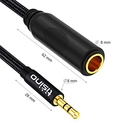 Tisino Female 1/4" to 3.5mm Male Stereo Audio Adapter Cable, 10ft/3m | 3.5mm Male to 1/4" Female TRS Stereo Jack Adapter for Headphones/Guitar/Piano/Amplifiers, Gold-Plated Shielded Cable - size: 10 feet