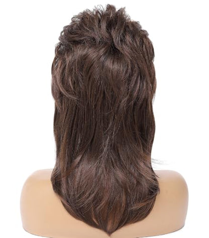 Airhostess Mullet Wigs for Women Joe Dirt Emo Wig 80s Costumes Fancy Party Accessory Cosplay Wig Halloween (Medium Brown) - color: 2057-Brown
