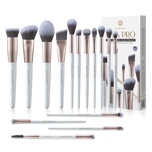 EIGSHOW Makeup Brushes Set, 15Pcs Professional Make Up Brush with Silver Ion Bristles for Foundation Powder Blush Highlighter Concealer Eyeshadow Eyeliner, Travel Gift Set (Champaign Gold) - color: Champaign Gold