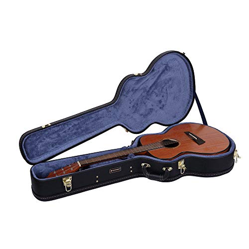 Crossrock Arch-Top Wood Case for OM/Martin 000-14 Fret Guitars, Black (CRW600OMBK) - color: Black, style: Om