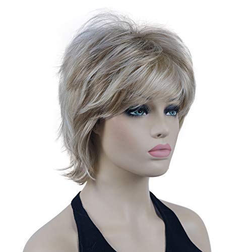 Lydell Short Layered Shaggy Wavy Full Synthetic Wigs (H16/613 Blonde Highlights) - color: #H16/613 Blonde Highlights