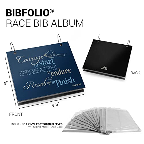 Gone For a Run BibFOLIO Race Bib Album - Courage To Start - 9.5x8 | Wood Cover, Twist Cable Rings, Race Bib Holder, Holds Up to 100 Bibs, Includes 12 Vinyl Sleeves, Marathon Runner Gift - color: Courage to Start