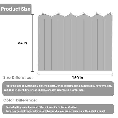 Room Divider Blackout Curtain Track Curtains Wall Dividers Panels Screen for Living Rooms Bedroom Office Privacy Partition Separation, W150 × L84 Inch,1 Panel, Beige - color: Beige, size: 150"W x 84"L (Pack of 1)