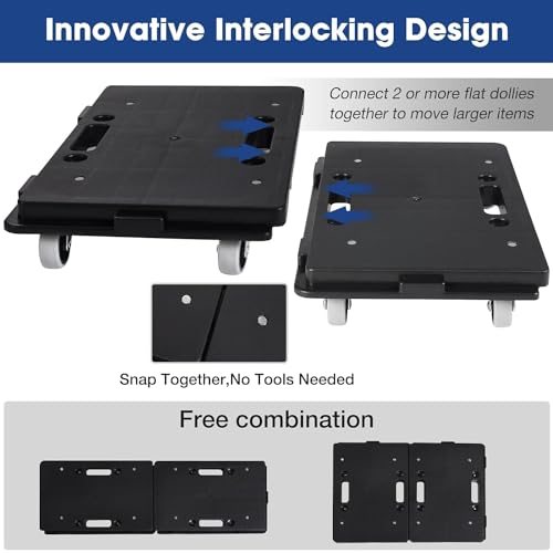 Heavy Duty Furniture Movers with Wheels 2 Pack, Portable Small Flat Moving Dollies for Heavy Furniture, Sofa Appliance Cabinet Movers, 440 lbs Capacity - color: Furniture Movers 2 Pack - Black
