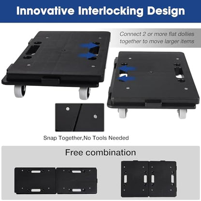 Heavy Duty Furniture Movers with Wheels 2 Pack, Portable Small Flat Moving Dollies for Heavy Furniture, Sofa Appliance Cabinet Movers, 440 lbs Capacity - color: Furniture Movers 2 Pack - Black