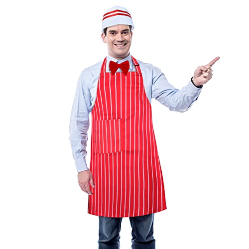 Keymall Waiter Costume Kit-Soda Jerk Costume Kit-Including 3 Pieces Hat Apron Bow Tie For Halloween 1950s Theme Costume - color: Set a