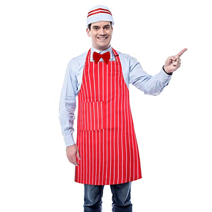Keymall Waiter Costume Kit-Soda Jerk Costume Kit-Including 3 Pieces Hat Apron Bow Tie For Halloween 1950s Theme Costume - color: Set a