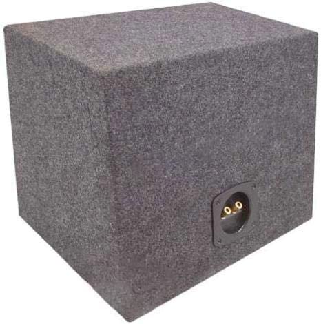 15" Sealed Subwoofer Box Rear Angle Single 15 Sub Enclosure 5/8" MDF - ASC | Empty 15 inch woofer cutout, air-tight bass loading, slant-back panel clears seats and cargo, dense wood build, carpet finish