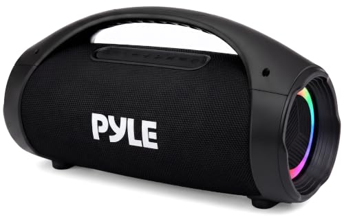 Pyle Portable Bluetooth Boombox Speaker - 100W Peak Power, 19H Battery, FM Radio, USB Playback, Aux in, TWS Pairing - Use for Home, Outdoor, Travel - LED Lights - Sturdy Carry Handle - PBTPSPWP25BK