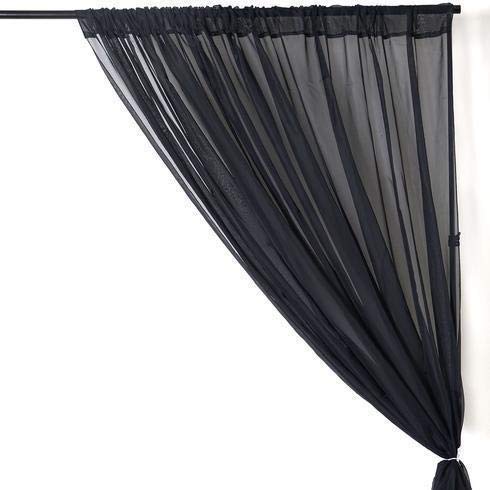 New Creations Fabric & Foam Inc, Polyester See Through Chiffon Backdrop Drape Curtain Panel (Black, 5 Feet Wide x 9 Feet High, 1 Panel) - color: Black, size: 5 Feet Wide x 9 Feet High, 1 Panel