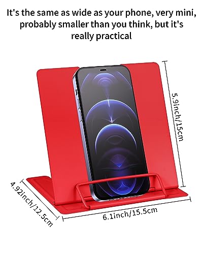 MSDADA Small Desk Book Stand Metal Reading Rest Book Holder Adjustable Cookbook Documents Holder Portable Sturdy Bookstands for Recipes Textbooks Tablet Music Books(Red) - color: Red