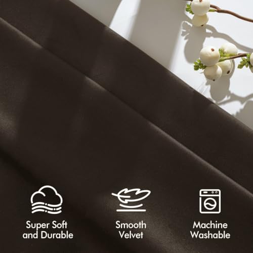 MIULEE Brown Velvet Curtains 63 Inch Long 2 Panels, W40 x L63 | Luxury Super Soft, Thermal Insulated, Room Darkening Drapes, Rod Pocket Design, Window Curtains for Bedroom Living Room - color: Brown, size: 40"W x 63"L (Pack of 2)