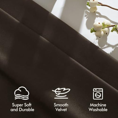 MIULEE Brown Velvet Curtains 63 Inch Long 2 Panels, W40 x L63 | Luxury Super Soft, Thermal Insulated, Room Darkening Drapes, Rod Pocket Design, Window Curtains for Bedroom Living Room - color: Brown, size: 40"W x 63"L (Pack of 2)