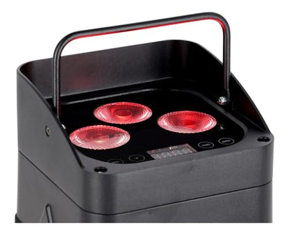 Rockville WET PAR 50 Black Battery DJ Lights 2-Pack Bundle with RLB90 Bag | 24-Hour Single-Color Battery Runtime, IP64 Waterproof, Wireless DMX, RGBWA+UV, 2 RF Remotes, Travel Bag, 3 Items