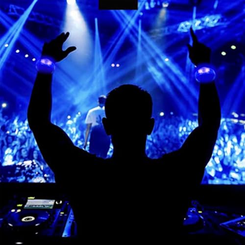 24 Pcs LED Glow Bracelets Sound Activated Led Flashing Bracelet Music Control Light Up Bracelets,Glow in The Dark Party Supplies For Birthday Carnival Concerts Night Events Christmas Gift (blue) - color: Blue