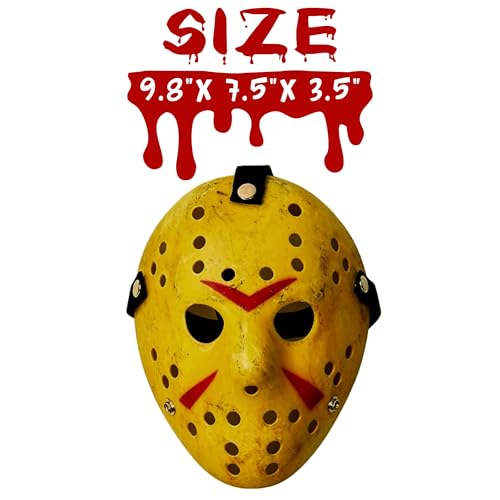 CASA CLAUSI Mask Cosplay Halloween Costume Mask Prop Horror Hockey Yellow | Scary Hockey-Style Full Face Mask – Perfect Cosplay Prop for Halloween Horror Parties