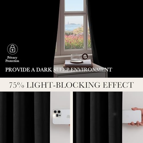 NICETOWN Black Velvet Pinch Pleated Blackout Room Darkening Window Curtains 92 Inch Long for Living/Dining Room Bedroom Theater Heat Insulate Velvet Back Tab Track Drapes Hooks 2 Panels W40 - color: Black, size: 40"W x 92"L (Pack of 2)