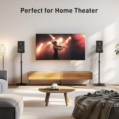 PERLESMITH Universal Speaker Stands for Surround Sound -Height Adjustable Extend 33.3”to 45.1”, Floor Speaker Stand for Satellite & Studio & Bookshelf Speakers up to 11LBS,1 Pair Black, PSSS2 - size: Weight 11 LBS