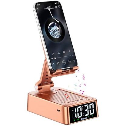 Gifts for Women Girls, Phone Stand with Bluetooth Speaker 360°Rotable Angle | Phone Holder for Desk/ HD Subwoofer Sound/ Fits Smart Phones/Alarm Clocks - color: Rose Gold