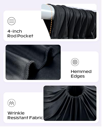 50ftx15ft Black Backdrop Curtain 10 Panels for Wedding Parties - color: Black, size: W5' x H15'(10 panels)