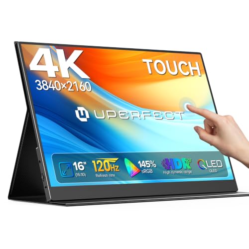 UPERFECT 4K 120Hz Portable Monitor Touchscreen, 16" 600Nits Gaming Monitor - size: 16"