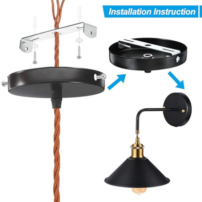 PATIKIL 55mm Ceiling Light Plate Kit, 1 Set Light Fixture Mounting Bracket Plate Steel Crossbar for Home Pendant Wall Light with Screw Washer Nut 2 Color Cap - size: 55mm