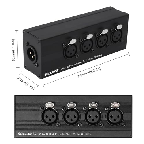 3 Pin XLR 1 Male to 4 Female Splitter,4WAY XLR Four-Input and one-Output Parallel Connection Adapter,Four Microphone inputs Converted to one Output,4 in to 1 Out Aduio Splitter - color: 1 Male to 4 Female Adapter