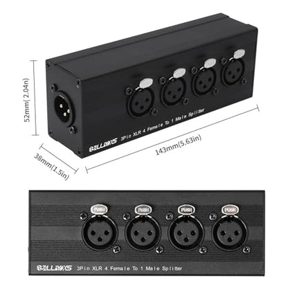 3 Pin XLR 1 Male to 4 Female Splitter,4WAY XLR Four-Input and one-Output Parallel Connection Adapter,Four Microphone inputs Converted to one Output,4 in to 1 Out Aduio Splitter - color: 1 Male to 4 Female Adapter