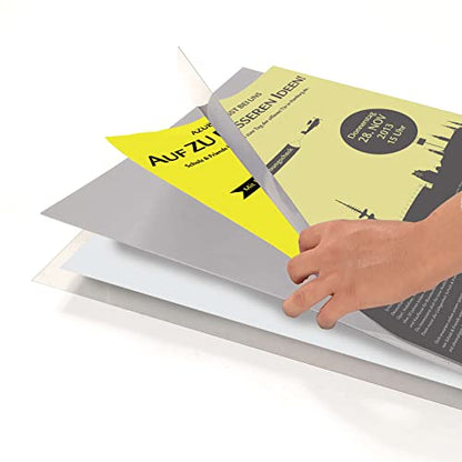 M&T Displays Metal Eco Info Board Black 22x28 Inches Slide-In Poster Sign Holder 1 Tier Double Sided Floor Standing Pedestal Advertising Display with Backing and Anti-Glare PET Cover