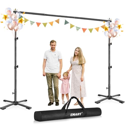 EMART 10x7ft Adjustable Backdrop Stand Kit with Foldable Cross Flat Base - size: 7x10FT