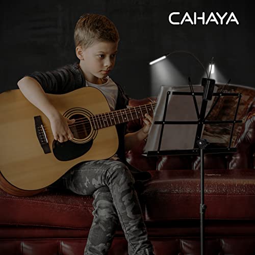 CAHAYA Sheet Music Stand Portable Folding Dual Use Holder with Stand Light | Reinforced Desktop Book Stand Lightweight Adjustable with Carrying Bag Including Music Sheet Clip Holder for Travel Practice - color: Black, style: With Light Version
