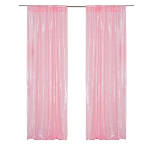 PartyDelight Pink Sequin Backdrop Curtains 2x8ft 2 Panels - color: Pink, size: 24"W x 96"L (Pack of 2)