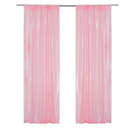 PartyDelight Pink Sequin Backdrop Curtains 2x8ft 2 Panels - color: Pink, size: 24"W x 96"L (Pack of 2)