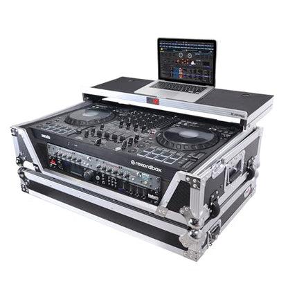 ProX XS-FLX102UWLT Flight Style Road Case For Pioneer XS-DDJFLX10 or DDJ-GRV6 DJ Controller with Laptop Shelf 2U Rack Space Wheels