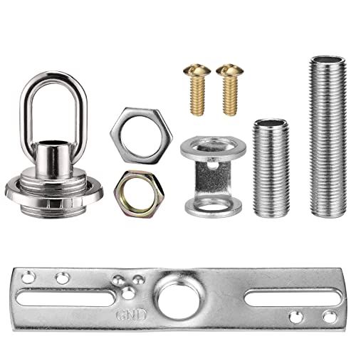 Canomo Light Fixture Cross Bar Kit 1/4 IP Center, Lighting Cast Screw Collar Loop Kit Canopy Handware Set(Nickel)