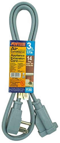 Heavy Duty Air Conditioner and Major Appliance Extension Cord UL Listed 14 Gauge, 125V, 15 Amps, 1875 Watts Grounded 3-PRONGED Cord (3 ft) - size: 3 ft