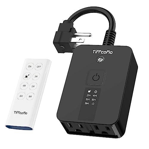 Outdoor Timer Waterproof, Remote Control Dusk to Dawn Sensor, 2 Grouded Electrical Outlets for Lights,15A 1875W, ETL Listed - size: 1 PACK