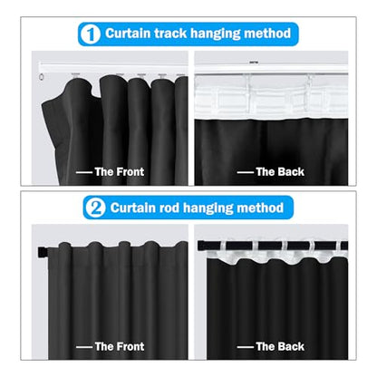 MaKefeile Room Divider Curtains Total Blackout Privacy Curtain Panel Room Thermal Insulated Noise Reduction Curtains for Bedroom Window Living Room Ceiling Track Curtain W 8.3 ft × H 8 ft Black - color: Black, size: 100"W x 96"L (Pack of 1)