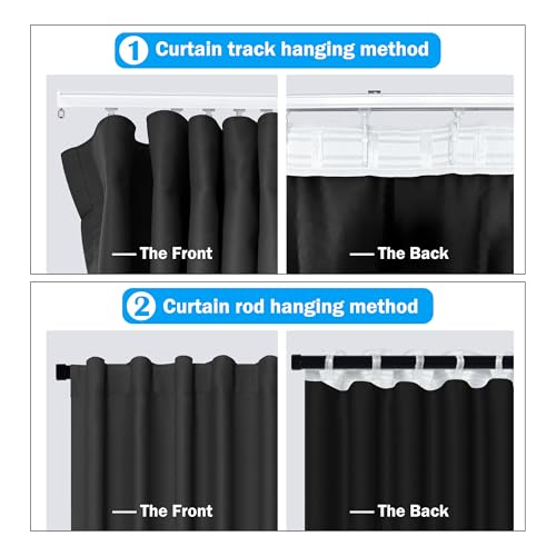 MaKefeile Room Divider Curtains Total Blackout Privacy Curtain Panel Room Thermal Insulated Noise Reduction Curtains for Bedroom Window Living Room Ceiling Track Curtain W 12.5 ft × H 8ft Black - color: Black, size: 150"W x 96"L (Pack of 1)
