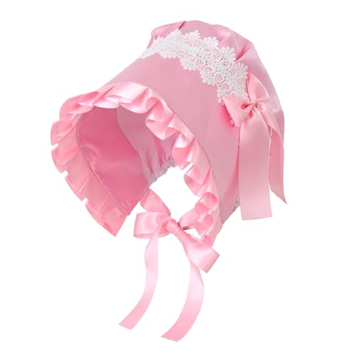Women's Mob Cap Victorian Housemaid Bonnet Pilgrim Hat Colonial Costume Accessory - color: Pink