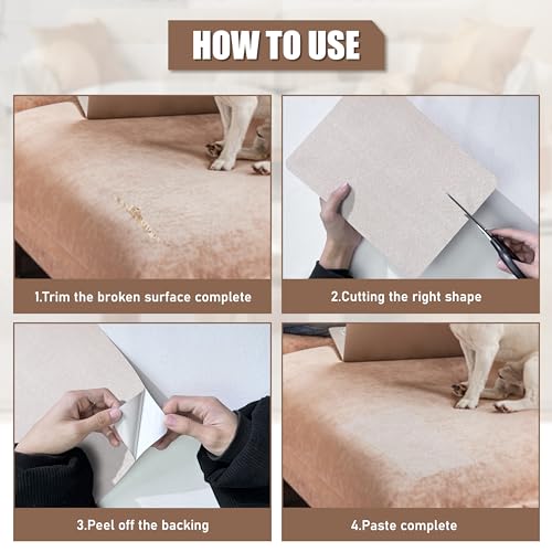 Azobur Fabric Couch Repair Patch 8.3 x 11 inches,Self-Adhesive Fabric Repair Patch for Furniture,Handbag,Sofa,Car Seats-(Grayish White) - color: Grayish White, size: 8.3" x 11"(2 Pcs)