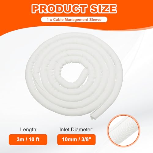 MECCANIXITY Braided Wire Loom, 10ft(3 m) - 3/8"(10mm) Wire Split Braided Cable Management Sleeve Automotive Woven Mesh Split Loom Tubing for Multi-Cable Management, White - color: White, size: 10ft(3 m) - 3/8"(10mm)