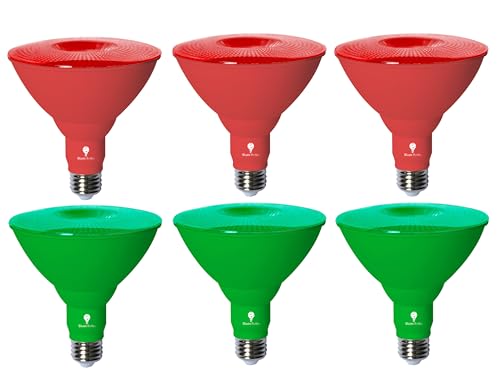 6 Pack BlueX LED Par38 Flood Green Red Light Bulb - 18W (120Watt Equivalent) - Dimmable - Green Red E26 LED Lights, Party Decoration, Porch, Home Christmess Lighting - color: Red+green, size: 6 Pack
